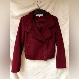Kenneth Cole Cropped Peacoat Deep Burgundy